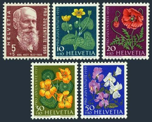 Potov znmky vcarsko 1959 Kvety, Pro Juventute Mi# 687-91 - zvi obrzok