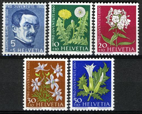 Potov znmky vcarsko 1960 Kvety, Pro Juventute Mi# 722-26 Kat 8 - zvi obrzok