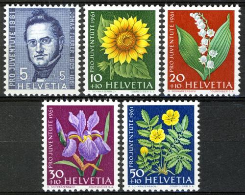 Poštové známky Švýcarsko 1961 Kvety, Pro Juventute Mi# 742-46