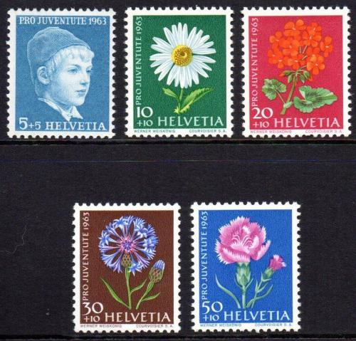 Potov znmky vcarsko 1963 Kvety, Pro Juventute Mi# 786-90