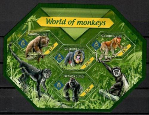 Poštové známky Šalamúnove ostrovy 2014 Opice Mi# 2677-80 Kat 9.50€