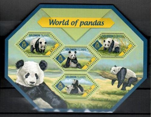 Poštové známky Šalamúnove ostrovy 2014 Pandy Mi# 2642-45 Kat 9.50€