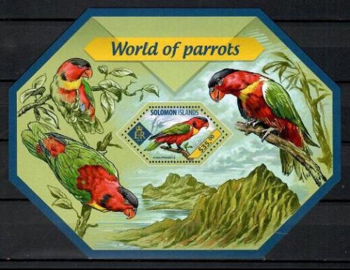 Poštová známka Šalamúnove ostrovy 2014 Papagáje Mi# Block 308 Kat 12€