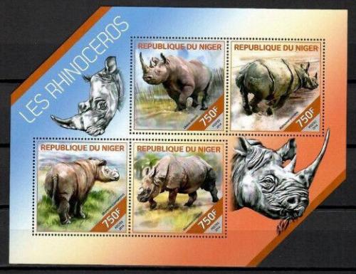 Poštové známky Niger 2014 Nosorožce Mi# 2825-28 Kat 12€