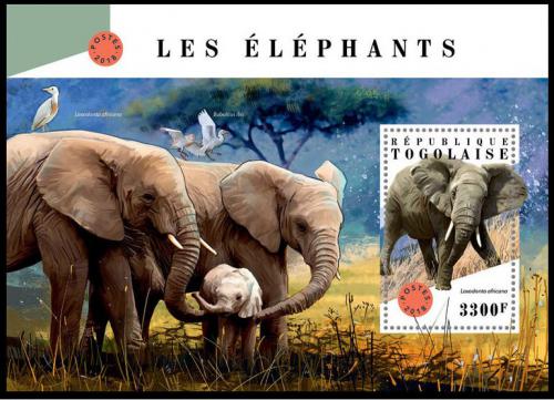 Poštová známka Togo 2018 Slony Mi# Block 1595 Kat 13€