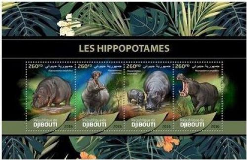 Poštové známky Džibutsko 2016 Hrochy Mi# 1284-87 Kat 12€