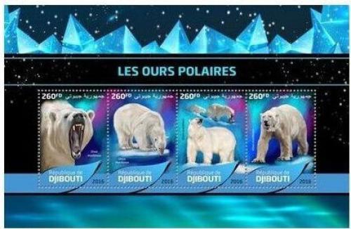 Poštové známky Džibutsko 2016 ¼adový medvede Mi# 1299-1302 Kat 12€
