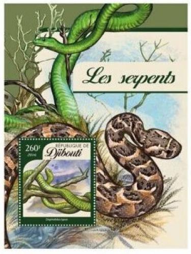Poštová známka Džibutsko 2016 Hady Mi# 845 Block 