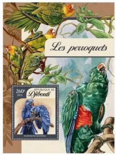 Poštová známka Džibutsko 2016 Papagáje Mi# 880 Block