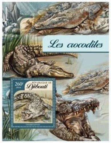 Poštová známka Džibutsko 2016 Krokodíly Mi# 834 Block