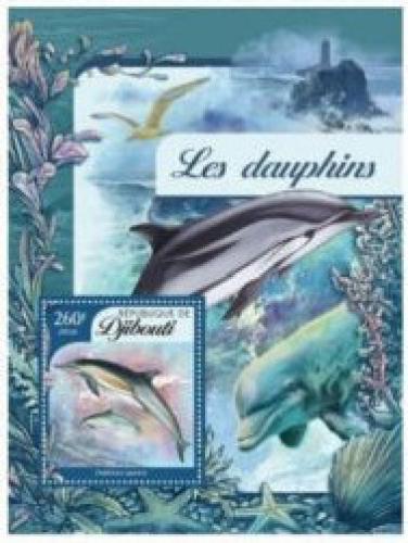 Poštová známka Džibutsko 2016 Delfíny Mi# 909 Block
