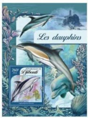 Poštová známka Džibutsko 2016 Delfíny Mi# 910 Block
