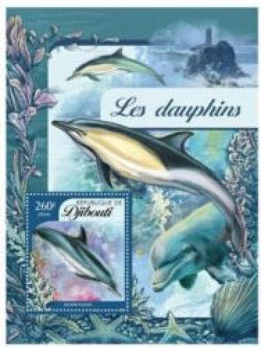Poštová známka Džibutsko 2016 Delfíny Mi# 911 Block