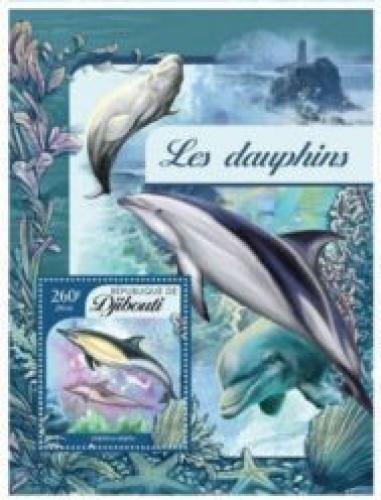 Poštová známka Džibutsko 2016 Delfíny Mi# 912 Block