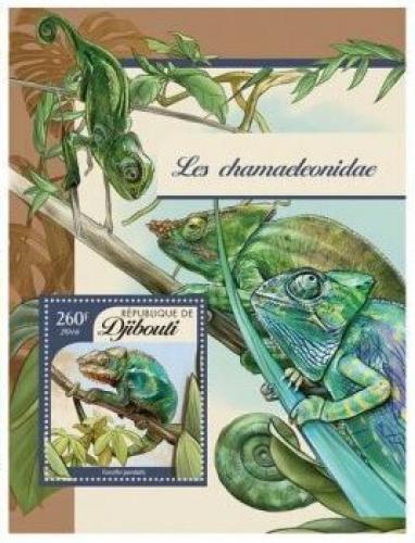 Poštová známka Džibutsko 2016 Chameleoni Mi# 852 Block