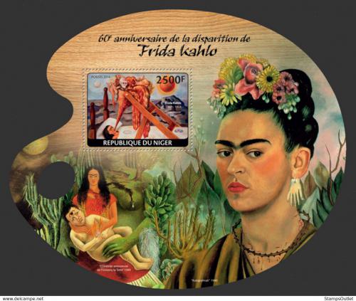 Poštová známka Niger 2014 Umenie, Frida Kahlo Mi# Block 295 Kat 10€