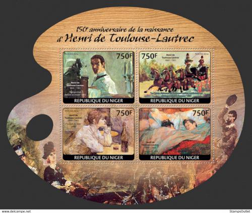 Poštové známky Niger 2014 Umenie, Henri de Toulouse-Lautrec Mi# 2742-45 Kat 12€