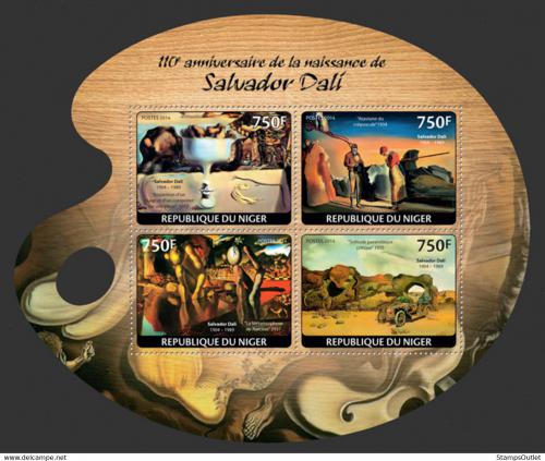Poštové známky Niger 2014 Umenie, Salvador Dalí Mi# 2747-50 Kat 12€