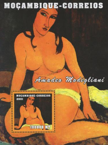Potov znmka Mozambik 2001 Umenie, akty, Modigliani Mi# 2173 Kat 8 - zvi obrzok