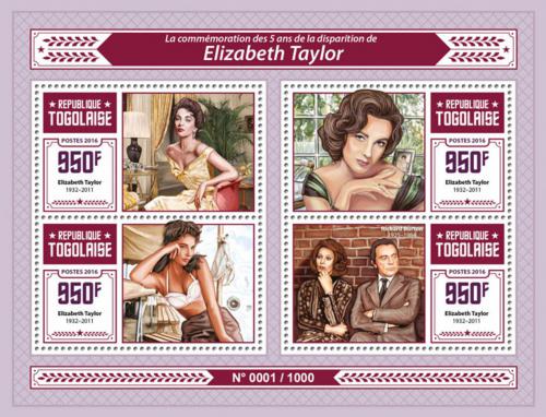 Poštové známky Togo 2016 Elizabeth Taylor Mi# 7342-45 Kat 15€