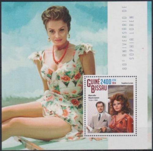 Poštová známka Guinea-Bissau 2014 Sophia Loren Mi# Block 1308 Kat 9€