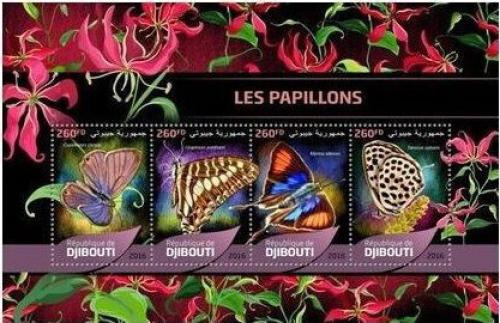 Poštové známky Džibutsko 2016 Motýle Mi# 1239-42 Kat 12€ 