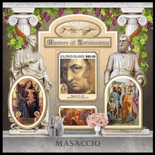Poštová známka Šalamúnove ostrovy 2017 Umenie, Masaccio Mi# Block 616 Kat 12€