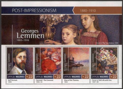 Poštové známky Maldivy 2015 Umenie, Georges Lemmen Mi# 5684-87 Kat 11€