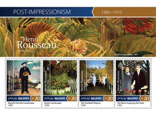Poštové známky Maldivy 2015 Umenie, Henri Rousseau Mi# 5649-52 Kat 10€