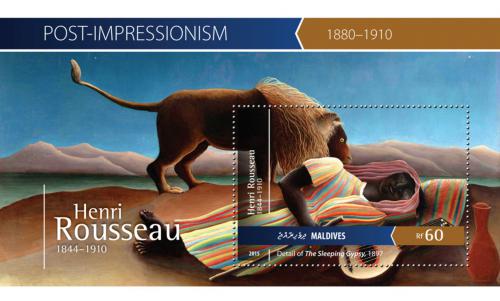 Poštová známka Maldivy 2015 Umenie, Henri Rousseau Mi# Block 5653 Kat 7.50€