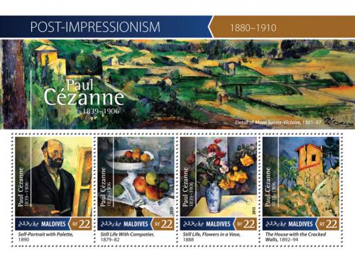 Poštové známky Maldivy 2015 Umenie, Paul Cézanne Mi# 5669-72 Kat 11€