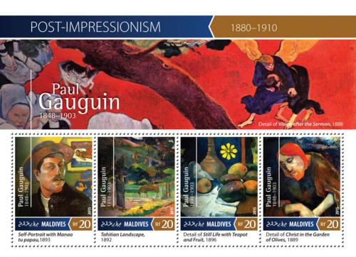 Poštové známky Maldivy 2015 Umenie, Paul Gauguin Mi# 5639-42 Kat 10€