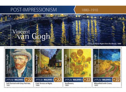 Poštové známky Maldivy 2015 Umenie, Vincent Van Gogh Mi# 5664-67 Kat 11€
