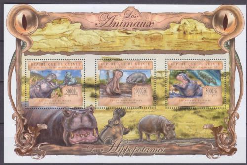 Poštové známky Guinea 2013 Hrochy Mi# 9821-23 Kat 20€