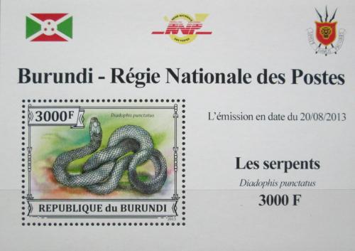 Poštová známka Burundi 2013 Užovka teèkovaná DELUXE Mi# 3225 Block