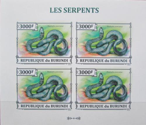 Poštové známky Burundi 2013 Užovka teèkovaná neperf. Mi# 3225 B Bogen
