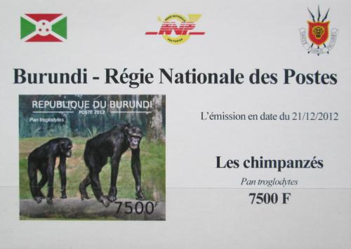 Poštová známka Burundi 2012 Šimpanz uèenlivý neperf. DELUXE Mi# 2857 B Block