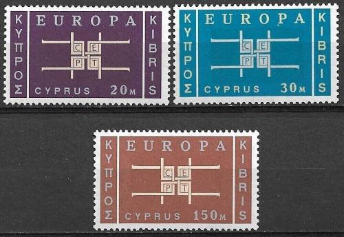Poštové známky Cyprus 1963 Európa CEPT Mi# 225-27 Kat 40€