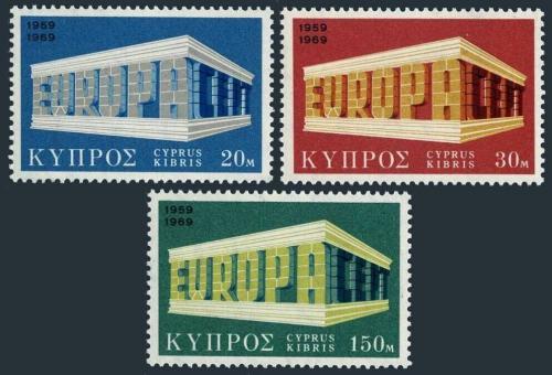 Poštové známky Cyprus 1969 Európa CEPT Mi# 319-21 Kat 5€