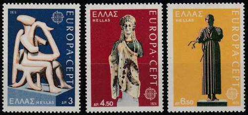 Poštové známky Grécko 1974 Európa CEPT, sochy Mi# 1166-68