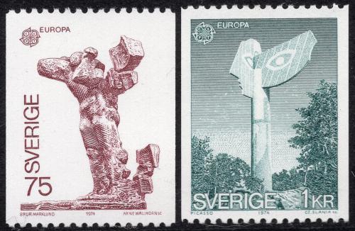 Poštové známky Švédsko 1974 Európa CEPT, sochy Mi# 852-53