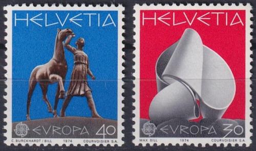 Poštové známky Švýcarsko 1974 Európa CEPT, sochy Mi# 1029-30
