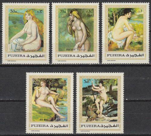 Poštové známky Fudžajra 1970 Umenie, akty, Renoir Mi# 648-52 Kat 6.50€