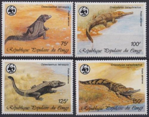 Poštové známky Kongo 1987 Krokodíly, WWF Mi# 1063-66 Kat 14€