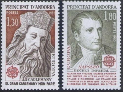 Poštové známky Andorra Fr. 1980 Európa CEPT, osobnosti Mi# 305-06