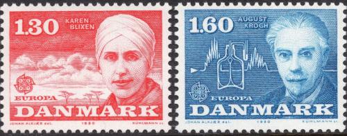 Poštové známky Dánsko 1980 Európa CEPT, osobnosti Mi# 699-700