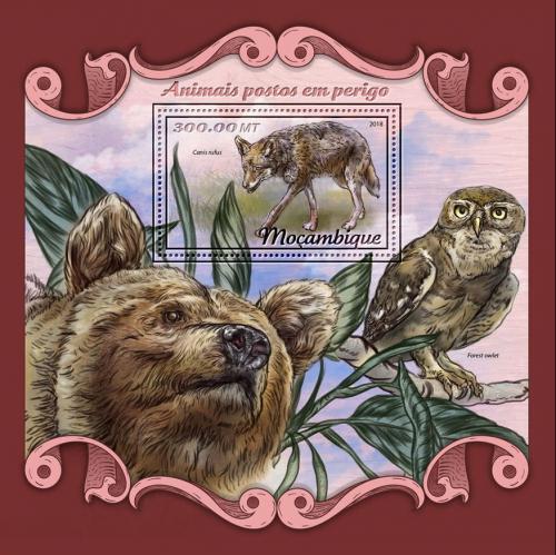 Poštová známka Mozambik 2018 Ohrožená fauna Mi# Block 1296 Kat 17€