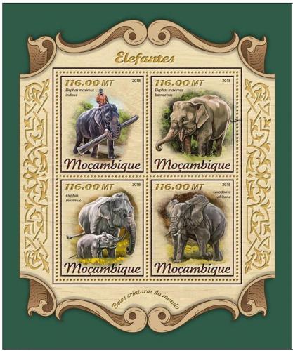 Poštové známky Mozambik 2018 Slony Mi# 9289-92 Kat 25€