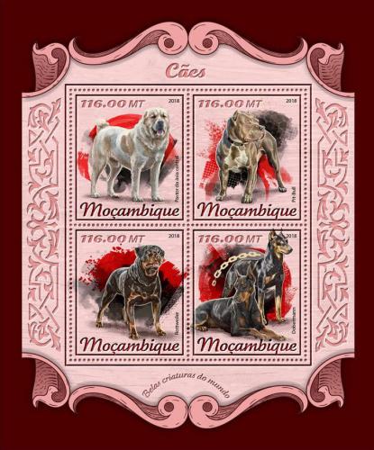 Poštové známky Mozambik 2018 Psy Mi# 9304-07 Kat 25€