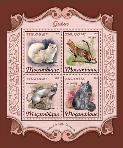 Poštové známky Mozambik 2018 Maèky Mi# 9309-12 Kat 25€ 